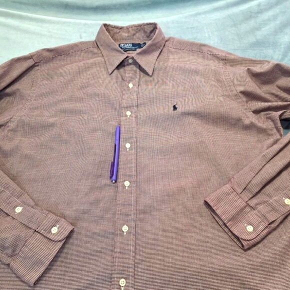 Vintage Ralph Lauren Button Down Red/White Checkered Men XL Long Sleeve Shirt - Picture 3 of 11